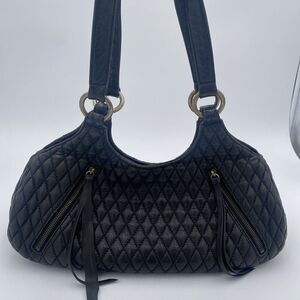 Eric Javitz Black Quilted Shoulder Bag Leather Purse Designer Handbag